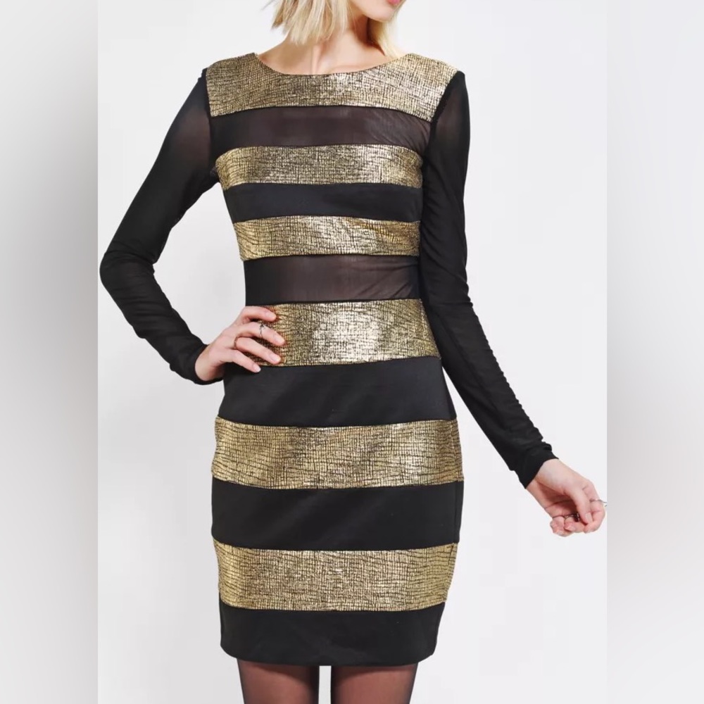 Sparkle & Fade Gold Bodycon Dress XS
